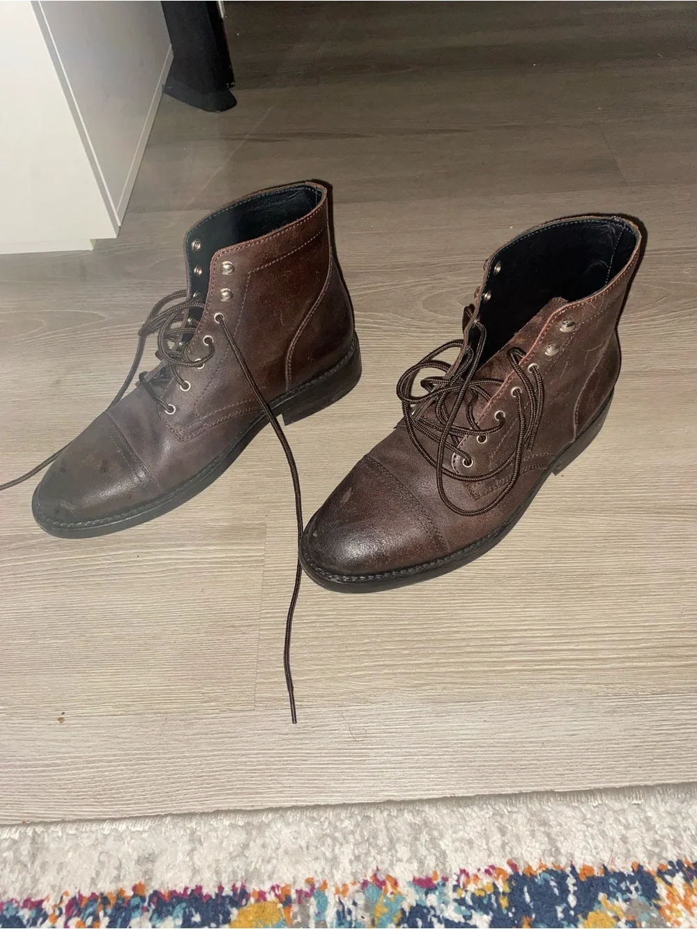 Men's Brown Leather Lace-Up Boots